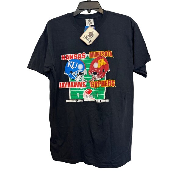 Vintage Kansas vs Minnesota Insight Bowl T-Shirt Black 2008 Medium 1882 Brand - Picture 1 of 5